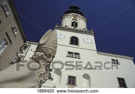Stock Image - A Statue Leading To The Tower Of The Old Cathedral At The Castle Of Nitra, Slovakia.. Fotosearch