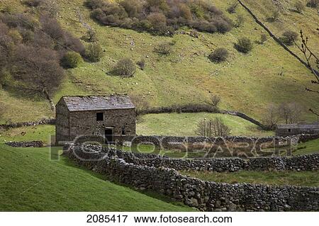 A Stone Shed In A Field With Stone Walls; Swaledale England View Large Photo Image Stock Photo - A Stone Shed In A Field With Stone Walls; Swaledale England. Fotosearch