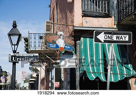 Picture - A Street Scene In The French Quarter In New Orleans, Louisiana, Usa. Fotosearch