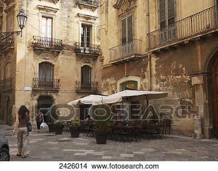 Picture - A street scene in the old quarter of Lecce; Salento, Italy. Fotosearch