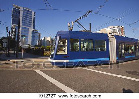 Stock Photo - A Streetcar In Northwest Pearl District; Portland, Oregon, United States Of America. Fotosearch