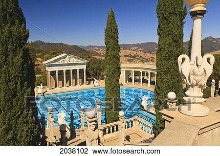 A Swimming Pool At Hearst Castle A Mediterranean Style Mansion Atop A Hill Near San Simeon; California United States Of America View Large Photo Image Stock Image - A Swimming Pool At Hearst Castle A Mediterranean Style Mansion Atop A Hill Near San Simeon; California United States Of America. Fotosearch