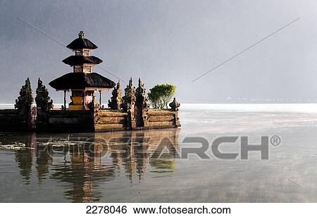 A temple on Lake Bratan; Bali View Large Photo Image Stock Photograph - A temple on Lake Bratan; Bali. Fotosearch