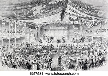A Theatre In Osaka, Japan In The 1860's. From L'univers Illustre Published In Paris In 1868. View Large Photo Image Stock Image - A Theatre In Osaka, Japan In The 1860's. From L'univers Illustre Published In Paris In 1868.. Fotosearch