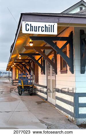 Stock Image - A Train Station; Churchill Manitoba Canada. Fotosearch