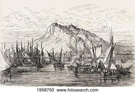 Stock Image - A View Of Alicante, Spain In The 19Th Century. From El Mundo En La Mano, Published 1878.. Fotosearch