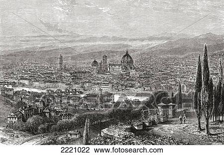 A View Of Florence, Tuscany, Italy From The Terrace Of San Miniato, In The Late 19Th Century. From Italian Pictures By Rev. Samuel Manning, Published C. 1890. View Large Photo Image Stock Image - A View Of Florence, Tuscany, Italy From The Terrace Of San Miniato, In The Late 19Th Century. From Italian Pictures By Rev. Samuel Manning, Published C. 1890.. Fotosearch