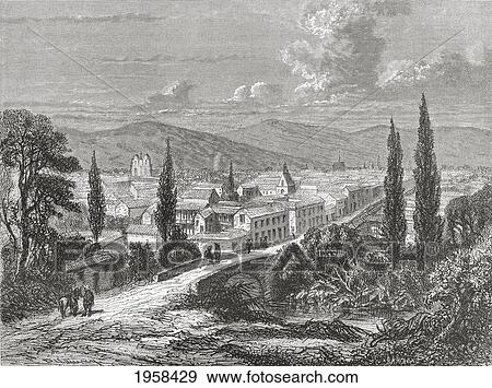 Stock Photo - A View Of Popayan, Colombia, South America, In The 19Th Century. From El Mundo En La Mano Published 1875.. Fotosearch