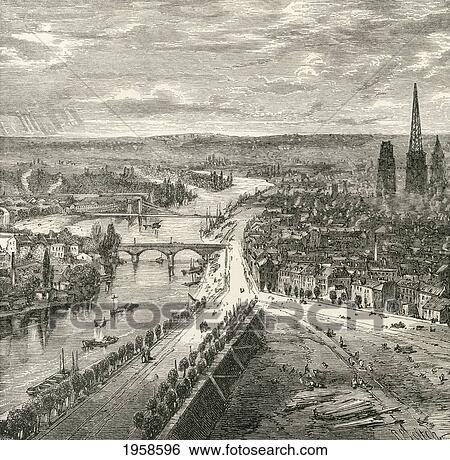 A View Of Rouen, Normandy, France In The Nineteenth Century. From French Pictures By The Rev. Samuel G. Green, Published 1878. View Large Photo Image Stock Photograph - A View Of Rouen, Normandy, France In The Nineteenth Century. From French Pictures By The Rev. Samuel G. Green, Published 1878.. Fotosearch