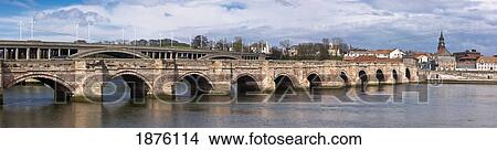Picture - A View Of The City Along The Waterfront; Berwick-Upon-Tweed, Northumberland, England. Fotosearch