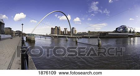 Stock Photo - A View Of The City Along The Waterfront; Newcastle, Northumberland, England. Fotosearch