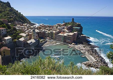 A view of the fishing village of Vernazza, on the Liguarian Sea, Cinque Terre; Vernazza, Italy View Large Photo Image Stock Image - A view of the fishing village of Vernazza, on the Liguarian Sea, Cinque Terre; Vernazza, Italy. Fotosearch