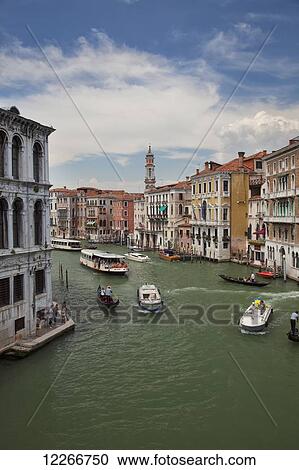 Stock Image - A view of the Grand Canal; Venice, Italy. Fotosearch