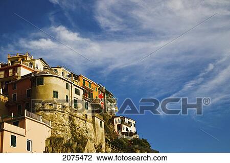 Stock Image - A Village In Cinque Terre National Park; Manarola Italy. Fotosearch