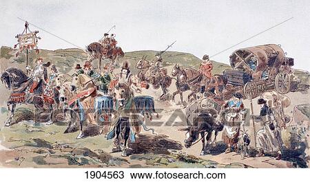 A Wagon Travelling With Escort In The 15Th Century. After A Watercolour By A. Heins. From Cortege Historique Des Moyens De Transport. Published Brussels, 1886. View Large Photo Image Stock Image - A Wagon Travelling With Escort In The 15Th Century. After A Watercolour By A. Heins. From Cortege Historique Des Moyens De Transport. Published Brussels, 1886.. Fotosearch