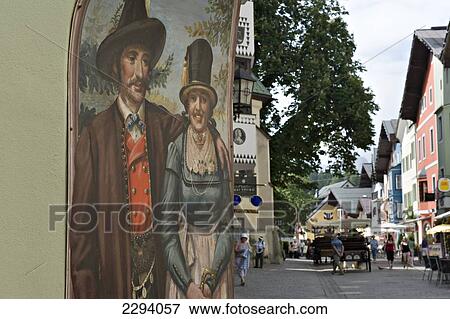 A wall painting at a traditional clothing store in Kitzbuehel. Kitzb View Large Photo Image Stock Photo - A wall painting at a traditional clothing store in Kitzbuehel. Kitzb. Fotosearch