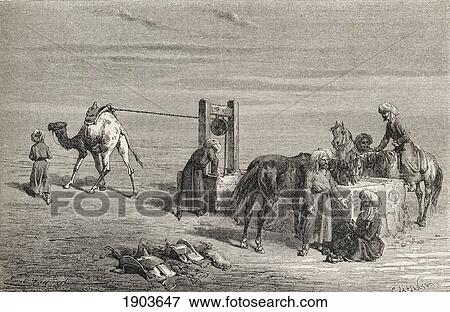 Stock Photo - A Well In The Desert Between Samarkand And Karshi, Uzbekistan In The 19Th Century. From El Mundo En La Mano Published 1878.. Fotosearch