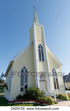 Picture - A white church with steeple; Prince Edward Island, Canada. Fotosearch