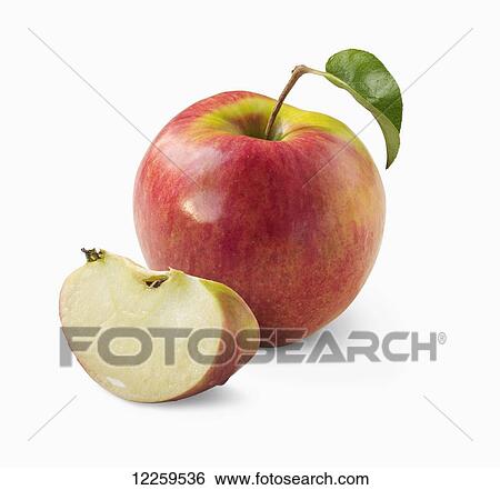 A whole apple with a leaf and a cut slice on a white background View Large Photo Image Stock Photograph - A whole apple with a leaf and a cut slice on a white background. Fotosearch