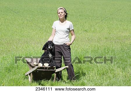 A Woman Standing In A Grass Field With Her Dog In A Wheelbarrow; Locarno, Ticino, Switzerland View Large Photo Image Stock Image - A Woman Standing In A Grass Field With Her Dog In A Wheelbarrow; Locarno, Ticino, Switzerland. Fotosearch