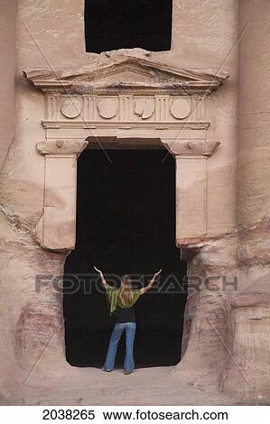 A Woman Tourist Visits The Nabatean Ruins; Petra Jordan View Large Photo Image Stock Photography - A Woman Tourist Visits The Nabatean Ruins; Petra Jordan. Fotosearch