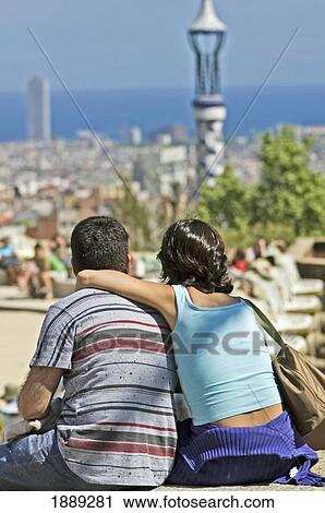 A Young Couple Admires The View At Park Guell View Large Photo Image Stock Image - A Young Couple Admires The View At Park Guell. Fotosearch