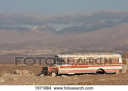 Abandoned Bus, Ayquina, Antofagasta Region, Chile View Large Photo Image Picture - Abandoned Bus, Ayquina, Antofagasta Region, Chile. Fotosearch