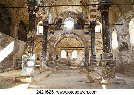 Stock Photograph - Abandoned church called Cimil Church on the outskirts of Soganli; Cimil, Cappadocia, Turkey. Fotosearch