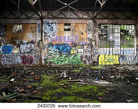 Abandoned industrial building covered in graffiti; Montreal, Quebec, Canada View Large Photo Image Stock Photography - Abandoned industrial building covered in graffiti; Montreal, Quebec, Canada. Fotosearch