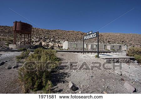 Stock Image - Abandoned Railway Station, Puquios, Antofagasta Region, Chile. Fotosearch