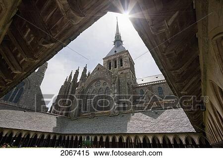 Stock Photography - Abbey Church, As Seen From The Cloister Of Mont-Saint-Michel, France. Fotosearch