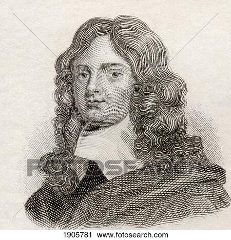 Stock Image - Abraham Cowley, 1618 To 1667. English Poet. From Crabb's Historical Dictionary Published 1825.. Fotosearch