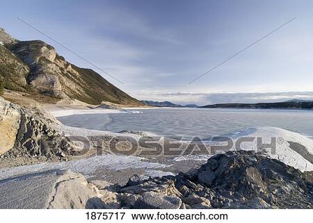 Stock Photo - Abraham Lake In Winter; Alberta, Canada. Fotosearch