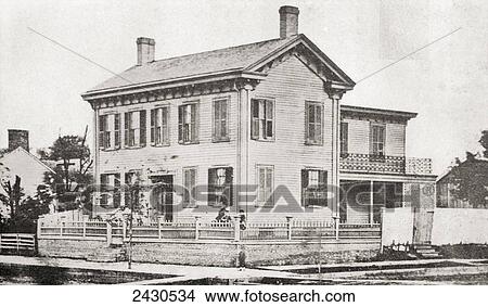 Picture - Abraham Lincolns' family home in Springfield, Illinois, America. Abraham Lincoln, 1809. Fotosearch