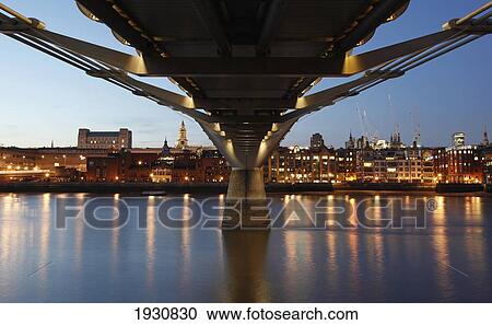 Abstract view of the Millennium Bridge at dusk, River Thames, London, England, UK, London, England, UK. View Large Photo Image Stock Image - Abstract view of the Millennium Bridge at dusk, River Thames, London, England, UK, London, England, UK.. Fotosearch