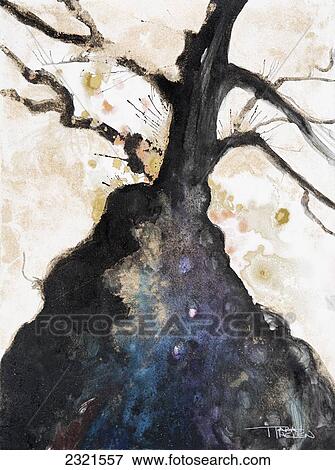 Stock Photo - Abstract Watercolor Painting Of A Tree And Its Branches.. Fotosearch