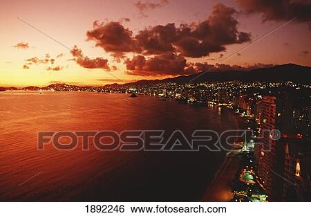 Acapulco Bay At Sunset View Large Photo Image Stock Photograph - Acapulco Bay At Sunset. Fotosearch