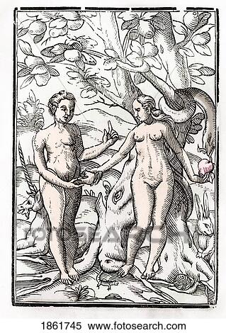 Stock Photography - Adam And Eve In The Garden Of Eden From Der Todten Tanz Or The Dance Of Death Published Basel 1843. Fotosearch