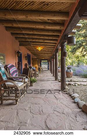 Stock Photography - Adobe and Pines Inn, a historic Bed and Breakfast; Rancho de Taos, New Mexico, United States of America. Fotosearch