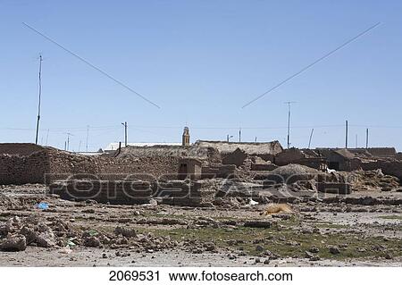 Stock Image - Adobe Houses And Kiln, Colchani, Potosi Department, Bolivia. Fotosearch