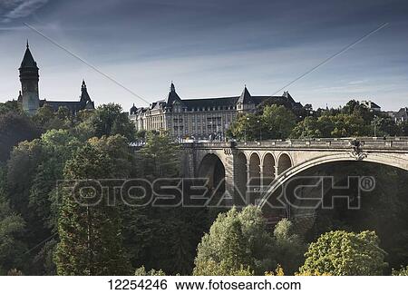 Adolphe Bridge; Luxembourg City, Luxembourg View Large Photo Image Stock Photograph - Adolphe Bridge; Luxembourg City, Luxembourg. Fotosearch