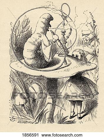 Stock Image - Advice From A Caterpillar Illustration By John Tenniel From The Book Alices's Adventures In Wonderland By Lewis Carroll Published 1891. Fotosearch