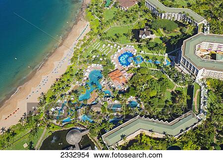 Picture - Aerial image of South Maui, Grand Wailea Resort; Maui, Hawaii, United States of America. Fotosearch