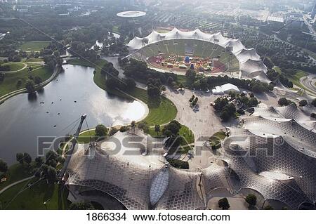 Picture - Aerial Of Olympic Village; Munich, Germany. Fotosearch