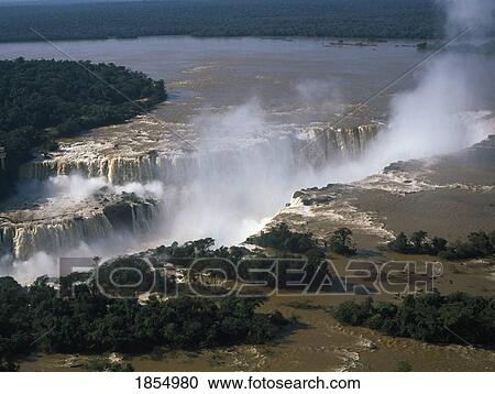 Aerial Of Waterfall, Iguazu Falls, Brazil View Large Photo Image Stock Image - Aerial Of Waterfall, Iguazu Falls, Brazil. Fotosearch