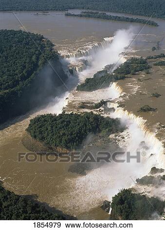 Stock Photo - Aerial Of Waterfall, Iguazu Falls, Brazil. Fotosearch