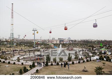 Stock Photograph - Aerial Trams In Shanadar Park, Erbil, Iraqi Kurdistan, Iraq. Fotosearch