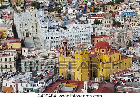 Aerial view of an old spanish cathedral; Guanajuato, Mexico View Large Photo Image Picture - Aerial view of an old spanish cathedral; Guanajuato, Mexico. Fotosearch