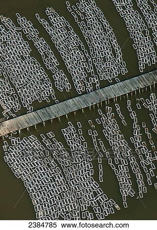 Stock Photography - Aerial view of an oyster hatchery; Cambridge, Maryland, United States of America. Fotosearch