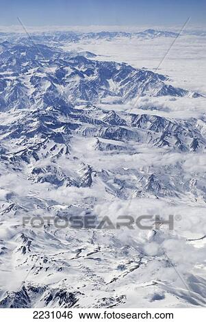 Stock Photograph - Aerial View Of Andes Flying From Santiago; Chile. Fotosearch